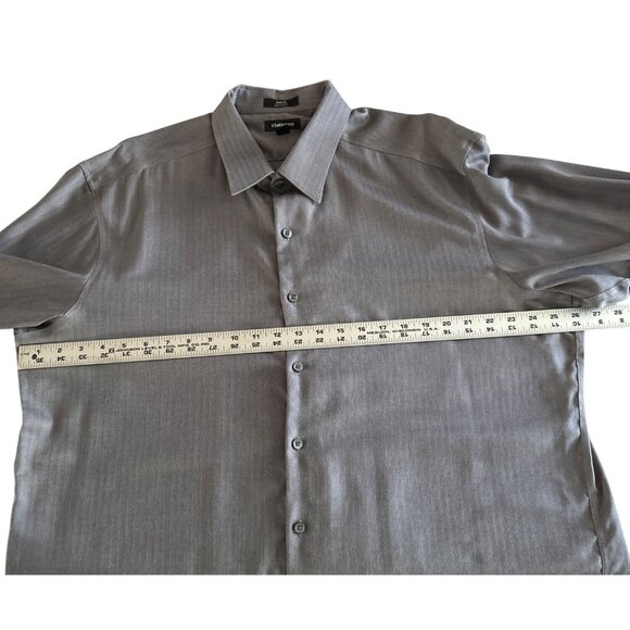 Claiborne Mens No Iron Slim Fit Long Sleeve Grey Button-Up Dress Shirt Size 18 - Picture 5 of 6